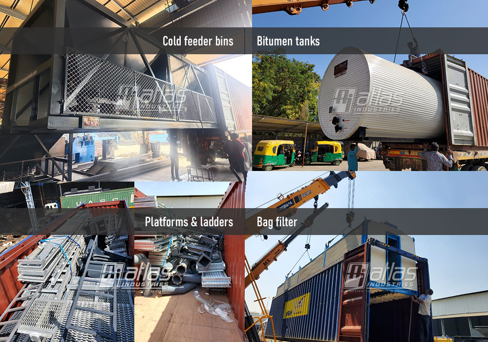 Atlas 160 tph asphalt batching plant dispatch to Russia