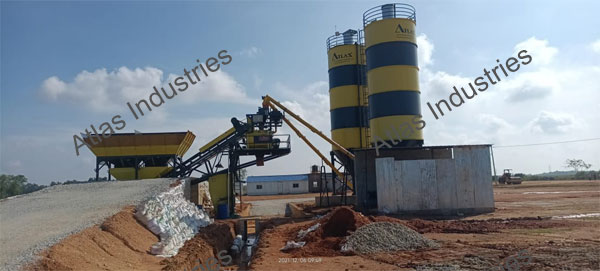 Mobile concrete plant with silo installed in India
